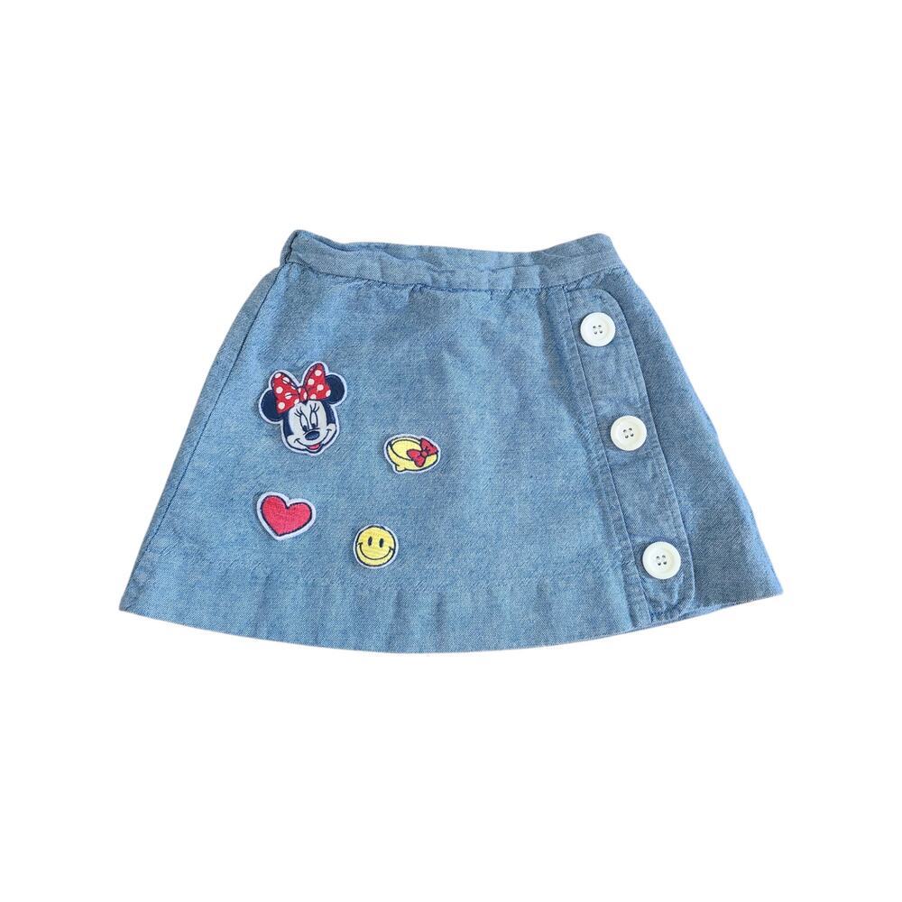 Disney Girls Minnie Mouse Denim Skort - Size 4/5 XS - Patches & Buttons
